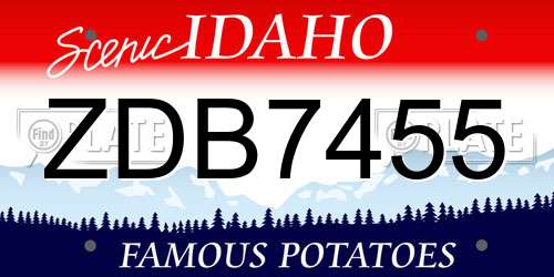 ZDB7455 Idaho License Plate