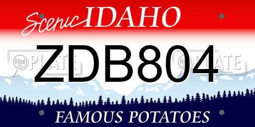 ZDB804 Idaho License Plate
