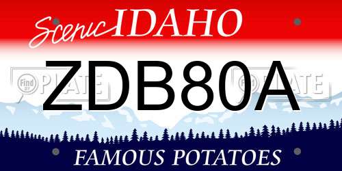 ZDB80A Idaho License Plate