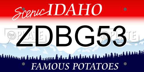 ZDBG53 Idaho License Plate