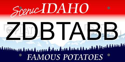 ZDBTABB Idaho License Plate