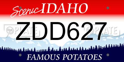 ZDD627 Idaho License Plate