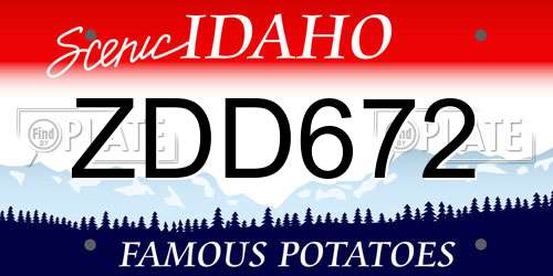 ZDD672 Idaho License Plate