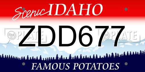 ZDD677 Idaho License Plate