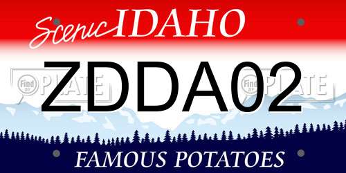 ZDDA02 Idaho License Plate