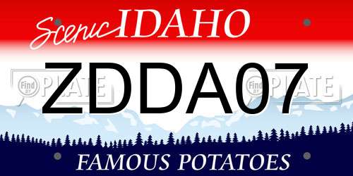 ZDDA07 Idaho License Plate