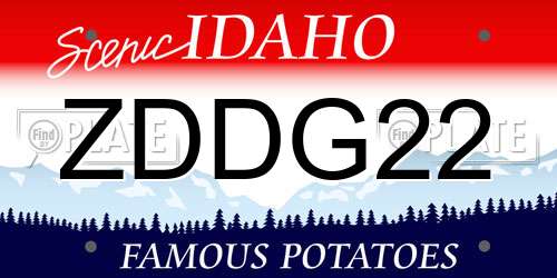 ZDDG22 Idaho License Plate