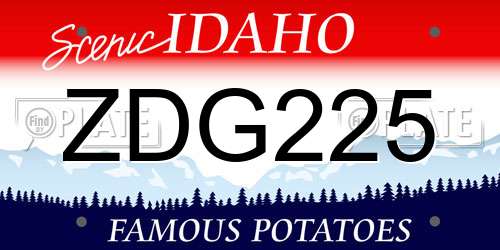 ZDG225 Idaho License Plate