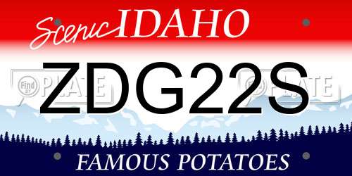ZDG22S Idaho License Plate