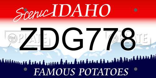 ZDG778 Idaho License Plate