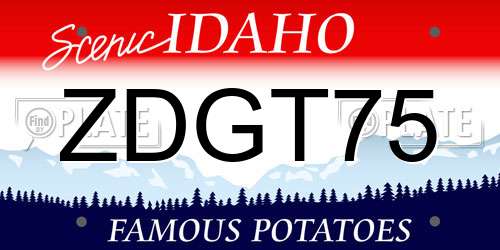 ZDGT75 Idaho License Plate