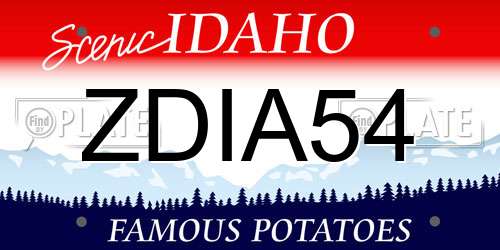 ZDIA54 Idaho License Plate