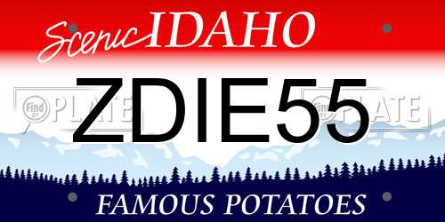 ZDIE55 Idaho License Plate