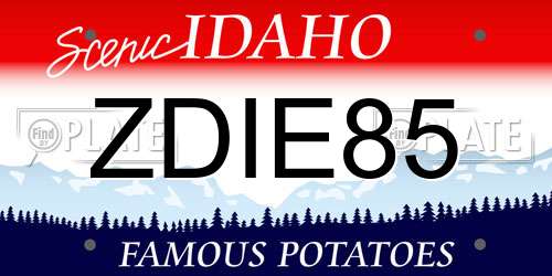 ZDIE85 Idaho License Plate