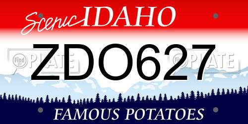 ZDO627 Idaho License Plate