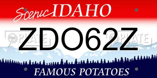 ZDO62Z Idaho License Plate