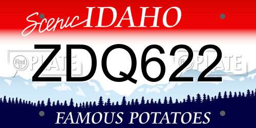 ZDQ622 Idaho License Plate