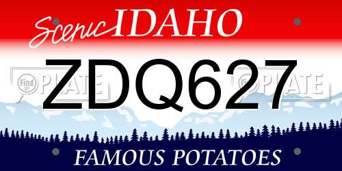 ZDQ627 Idaho License Plate