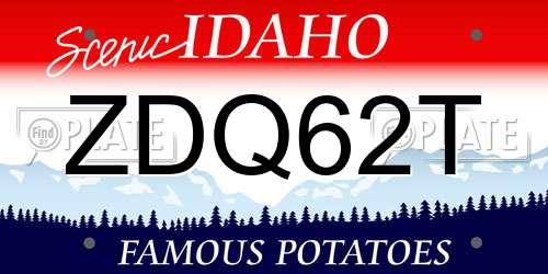 ZDQ62T Idaho License Plate