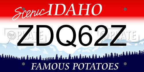 ZDQ62Z Idaho License Plate