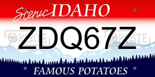 ZDQ67Z Idaho License Plate