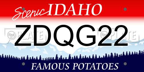 ZDQG22 Idaho License Plate