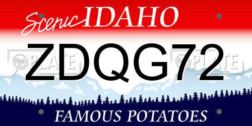 ZDQG72 Idaho License Plate