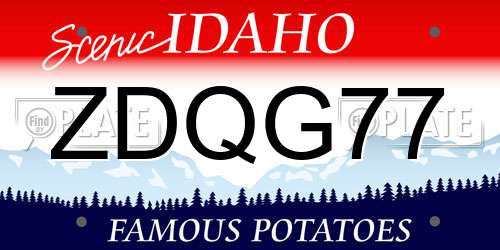 ZDQG77 Idaho License Plate