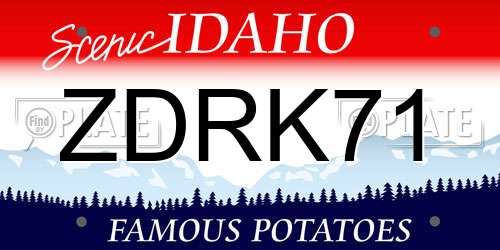 ZDRK71 Idaho License Plate
