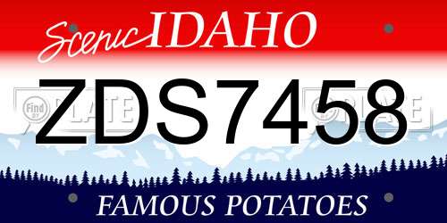 ZDS7458 Idaho License Plate