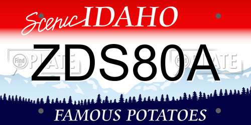 ZDS80A Idaho License Plate