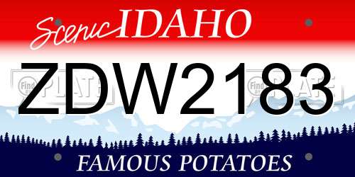 ZDW2183 Idaho License Plate