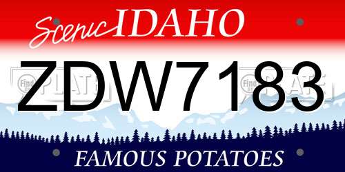 ZDW7183 Idaho License Plate