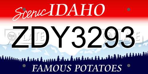 ZDY3293 Idaho License Plate