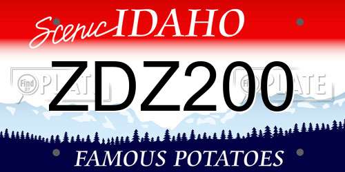 ZDZ200 Idaho License Plate