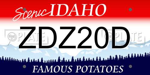 ZDZ20D Idaho License Plate