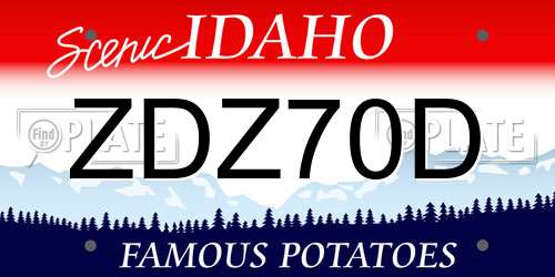 ZDZ70D Idaho License Plate