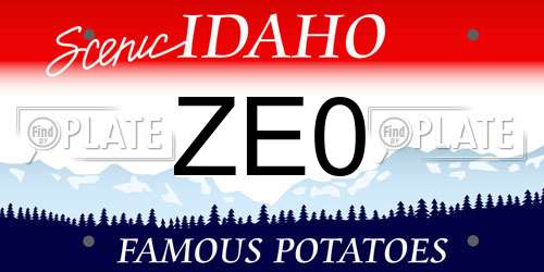 ZE0 Idaho License Plate