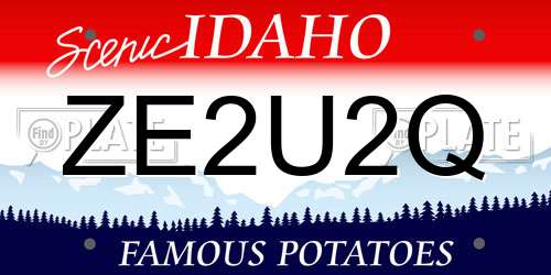 ZE2U2Q Idaho License Plate