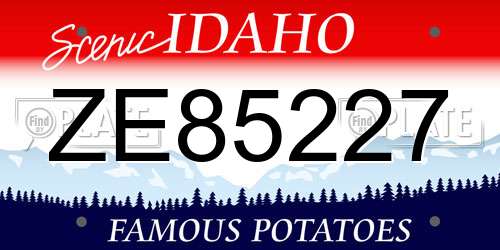 ZE85227 Idaho License Plate