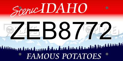 ZEB8772 Idaho License Plate