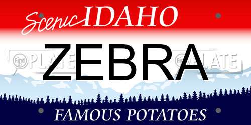 ZEBRA Idaho License Plate