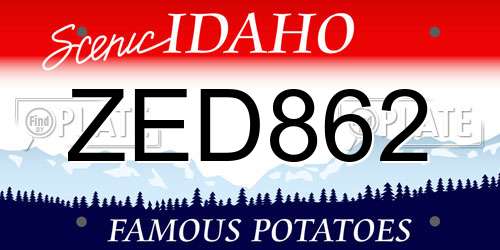 ZED862 Idaho License Plate