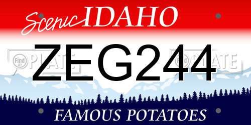 ZEG244 Idaho License Plate