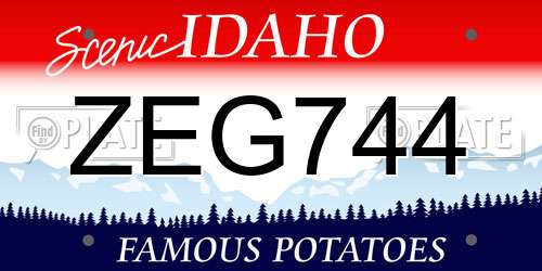 ZEG744 Idaho License Plate