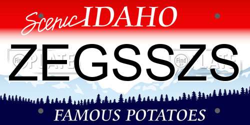 ZEGSSZS Idaho License Plate