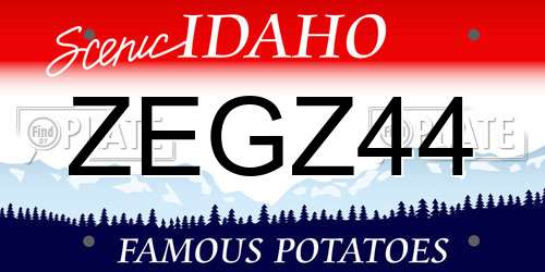 ZEGZ44 Idaho License Plate
