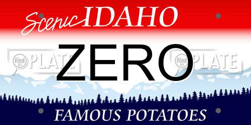 ZERO Idaho License Plate