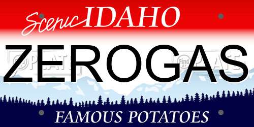 ZEROGAS Idaho License Plate
