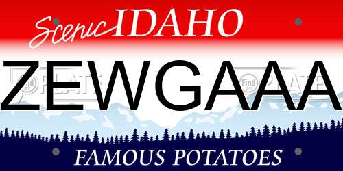 ZEWGAAA Idaho License Plate